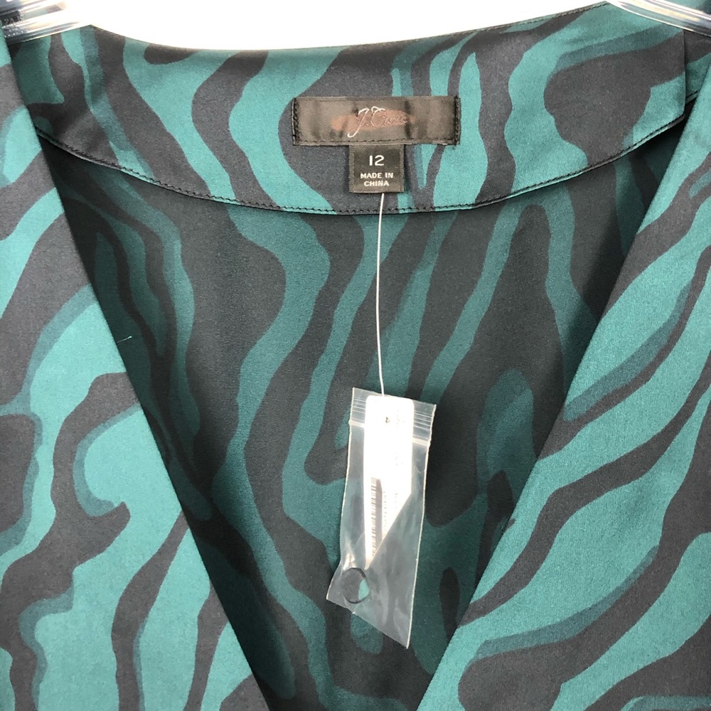 J. Crew Deep V Zebra Stripe Blouse Size 12 - Picture 4 of 5